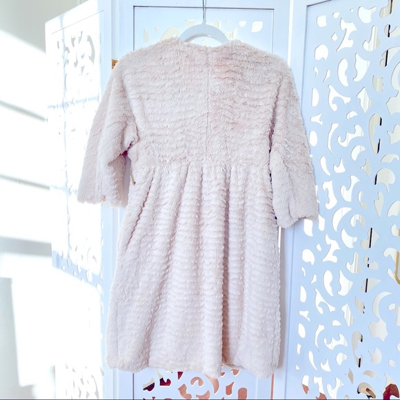 Cream Beige Soft Faux Fur Peplum Half Sleeve Trench Coat Size Small - Picture 3 of 11